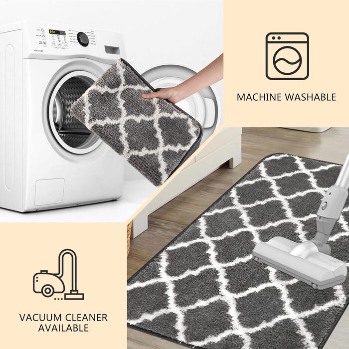 Килимок для ванної кімнати Famibay: набір з 3 частин, антиковзаюча поверхня, 50 x 80 см, антрацит