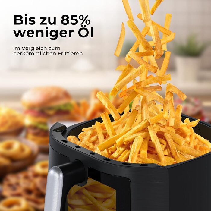 Фритюрниця Balter Airfryer HL-551T 5.5 л, чорна: 12 програм, 100 рецептів, з вікном