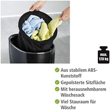 Wenko табурет для ванної кімнати Candy чорний з місцем для зберігання, 20л, ABS-пластик