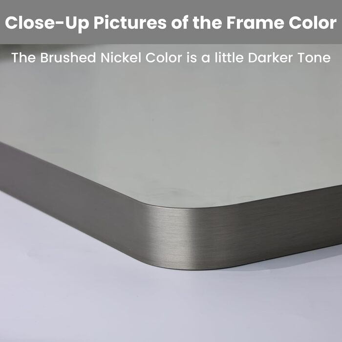 LOAAO Дзеркало для ванної кімнати 61x91.4 см з округлим прямокутним кольоровим каркасом, для макіяжу, настінне, з нержавіючого скла, горизонтальне або вертикальне встановлення (хромована нікель)