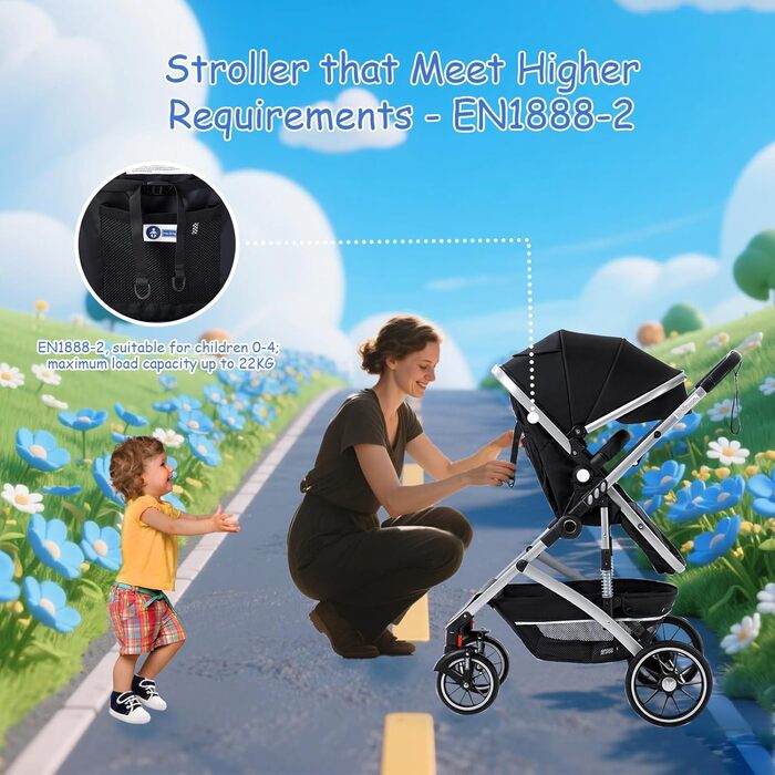 Дитяча коляска 3 в 1, туристична, швидко складається, з фіксацією передніх коліс, для дітей 0-4 роки (сірий)