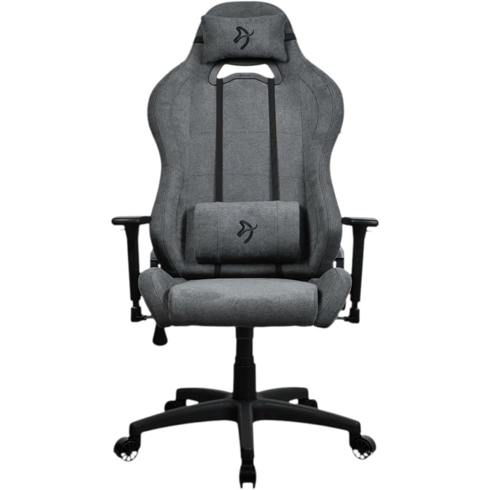 Ігровий та офісний крісло Arozzi Torretta Premium з SoftFabric™, ергономічний дизайн, 3D підлокітники, висока спинка, регульована решітка, 2 подушки – (Ash)