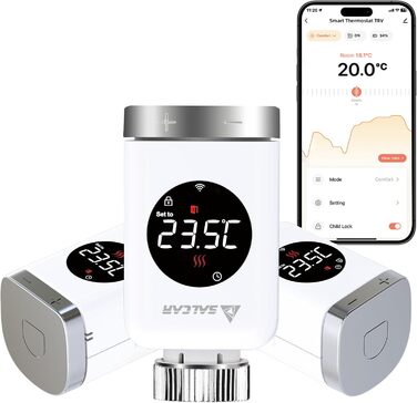 SALCAR TRV801W WiFi термостат для радіатора опалення Smart LCD, сумісний з Alexa та Google Home, Tuya Smart, 3 шт.