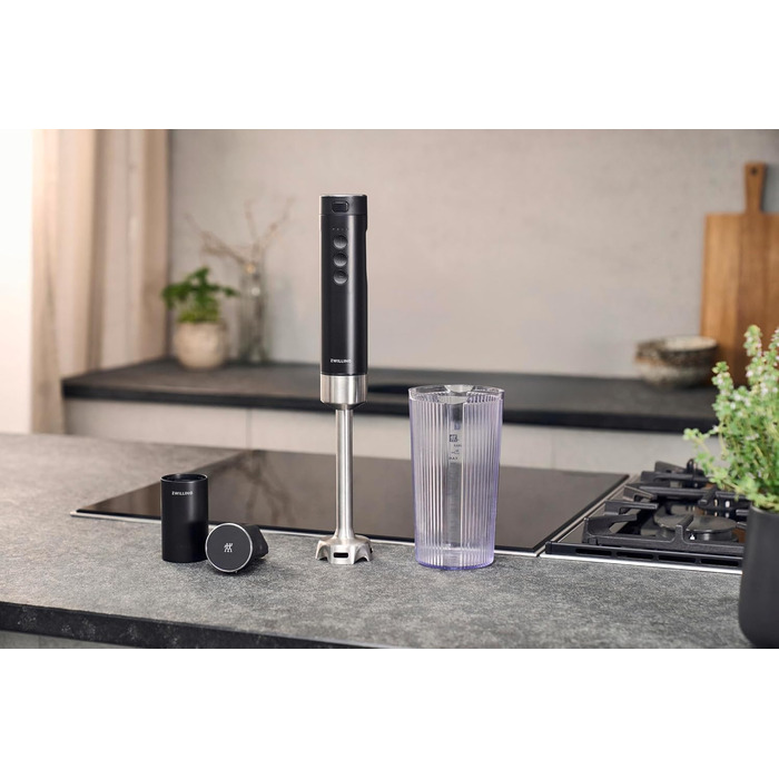 ZWILLING XTEND Бездротовий занурювальний блендер, стартовий набір з акумулятором та зарядною станцією, BLDC-двигун, 110 Вт, міксер з чашею, чорний