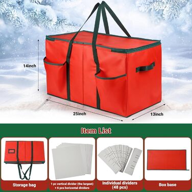 Коробка для прикрас на ялинку з 128 відділеннями, XL, з кришкою та кишенями, білий сітчастий матеріал