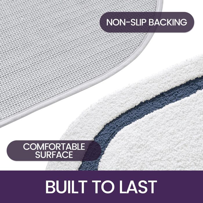 Килимок для ванної кімнати DEXI, 44 x 76 см, синій, неслизький, машинне прання, вбираючий, овальний