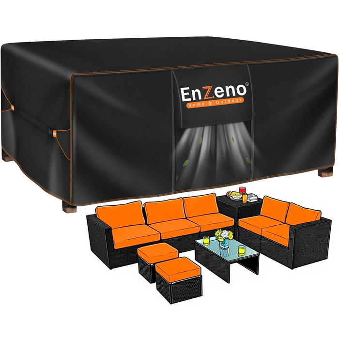 Накладка для садово-патіо меблів Enzeno, водовідштовхувальна, 420D Oxford, захисна для зимового періоду, 213x132x74 см