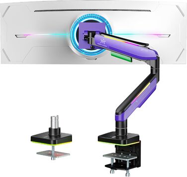 Кріплення для монітора ARES WING Gaming – для моніторів 17-49 дюймів, RGB, витримує до 20 кг, VESA 75/100 мм (фіолетовий)