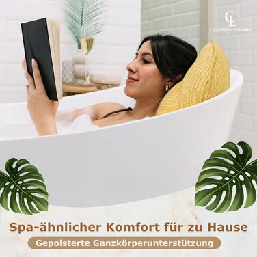 Подушка для ванни повне тіло (152x56 см) з підголівником (11 см) - підтримка шиї, спини та ніг - бежева. З сумкою для прання та подорожей, гачком для сушіння.