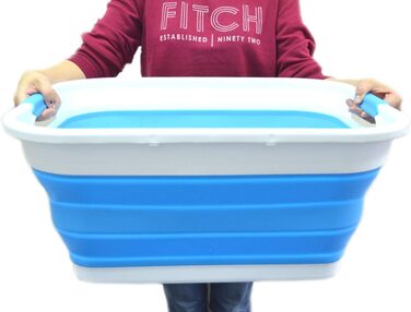 Складна Пластикова корзина для білизни SAMMART 41L-складаний висувний контейнер для зберігання / органайзер-Портативна пральна ванна-компактна Кошик /Кошик (небесно-блакитного кольору)