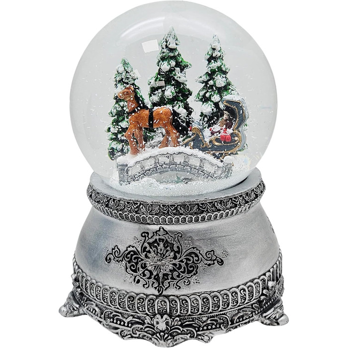 Прогулянка в кареті Nostalgia Snow Globe * Срібна основа * Музична шкатулка * 10см - 20294