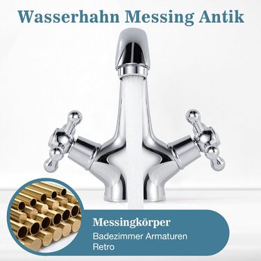 Змішувач для ванної кімнати з двома ручками, хром, з міді, ретро стиль, G3/8 | Змішувач для умивальника