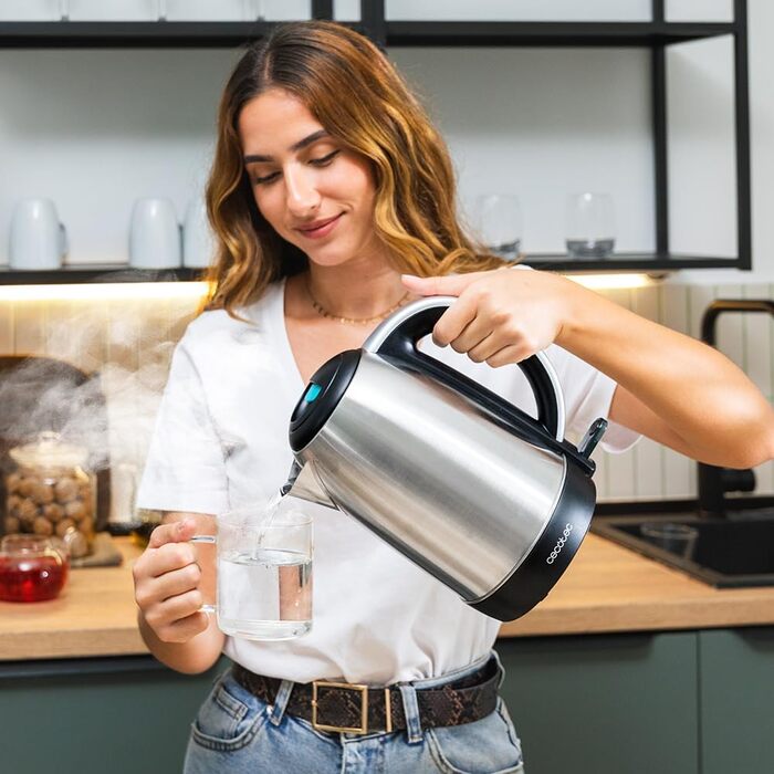 Електричний чайник Cecotec Thermosense 200 Steel 1.7L, 2200W, нержавіюча сталь, 360° повертання, Cool-Touch, LED, подвійний захист