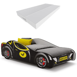 Ліжко дитяче KOBI BATCAR Супергерой, ліжко-машинка для хлопчика, 140x70 см, комплект з матрацом та каркасом
