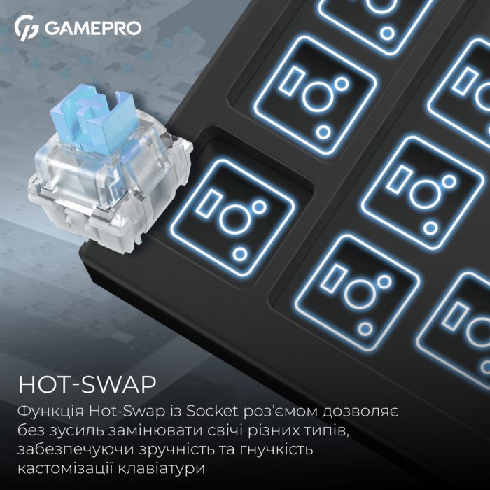 Бездротова механічна клавіатура GamePro Asgard Valhalla Pro (MK160B-D-Pro) 75% Rainy switches