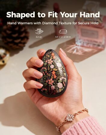 Електричні грілки для рук OCOOPA 2 шт. - стильні, у формі діаманта з магнітом, акумуляторні, для жінок, подарунок, для Реяно, піших прогулянок, кемпінгу