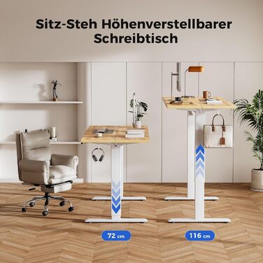 Регульований за висотою стіл Agilestic: електричний, з пам'яттю, ергономічний, для комп'ютера, 150 x 60 см, білий/світло-коричневий