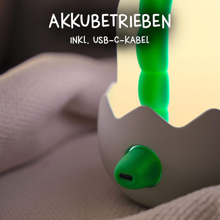 Дитячий LED нічник MegaLight Diggy Dino: RGB-підсвітка, регулювання яскравості, сенсорне керування та звукові ефекти, USB-зарядка