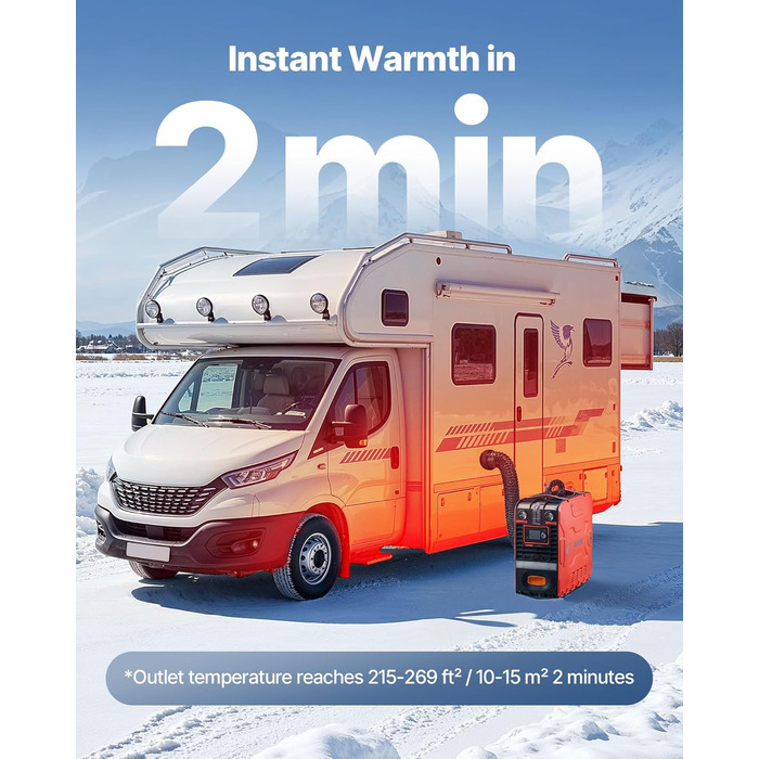 Дизельний опалювач VEVOR 8 кВт, 12/24 В, портативний з Bluetooth, пультом ДУ та LCD-дисплеєм, 5 л бак, для вантажівок та автодому