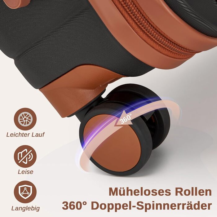 Валіза KONO, середнього розміру, 66 см, ABS+PC, з двома колесами та кодовим замком (темно-зелений/коричневий)