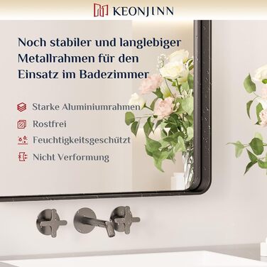 Дзеркало настінне Keonjinn Wand Spiegel чорного кольору 40x50 см з металевим каркасом, прямокутна форма. Підходить для ванної кімнати, вітальні, спальні, коридору.