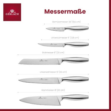 Набір кухонних ножів Gerlach Fine з нержавіючої сталі (5 ножів) у дерев'яному блоці