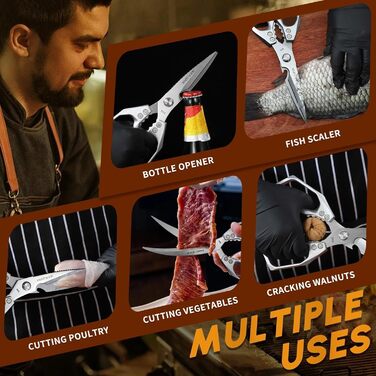 Набір кухонних ножиць Dream Reach Silver: кухонні, для птиці та кісток, нержавіюча сталь, багатофункціональні, миються в посудомийній машині