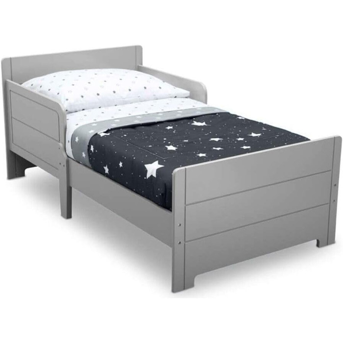 Дерев'яне дитяче ліжко URBNLIVING з бічною захисною перекладиною, сірий колір, для дівчаток та хлопчиків, ідеально для дитячої кімнати