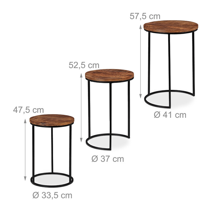 Набір столів Relaxdays Nesting з 3 дерев манго