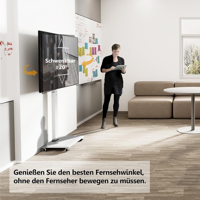 Підставка для телевізора FITUEYES на колесах, 32-75 дюймів, плазма/LCD/LED, білий, VESA 600x400 мм