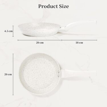 Набір сковорідок Innerwell 3 шт. (20, 24, 28 см) з керамічним покриттям, індукційні, для професійного використання, сумісні з духовкою, без PFOA, придатні для миття в посудомийній машині (білі)