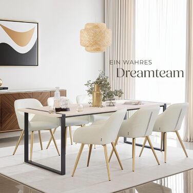 Тектейк® 4 шт. Крісла для їдальні/вітальні з підлокітниками, м'які, Cord, Loungesessel, для кухні, офісу - Кремовий/Золотий набір 4 шт.