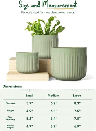 Набір горщиків для квітів LE TAUCI 3шт, кераміка, 21+17+14 см, з дренажними отворами