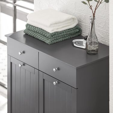 Шафа для ванної кімнати SoBuy з кошиком для білизни, вузька, висота 171 см, 6 полиць та 2 шухляди, білий колір, 60x37x171 см (BZR104-W)