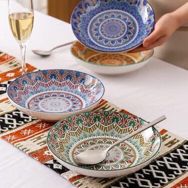 Тарілки для супу з тюльпанів vancasso Porcelain, Набір з 4 шт. , Ø 21,5 см, 700 мл, різнокольорові (8 шт. )