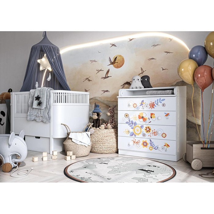 Комод-пеленальник Shefa Kids 800 білий - якісний комод з пеленальним столиком для дитячої кімнати