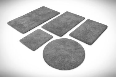 Килимок для ванної кімнати з м'яким пухнастим ворсом, антиковзний, придатний для прання, Porto Azzurro (55 x 65 см, Сірий Сланцевий, 80 x 150 см, прямокутний)