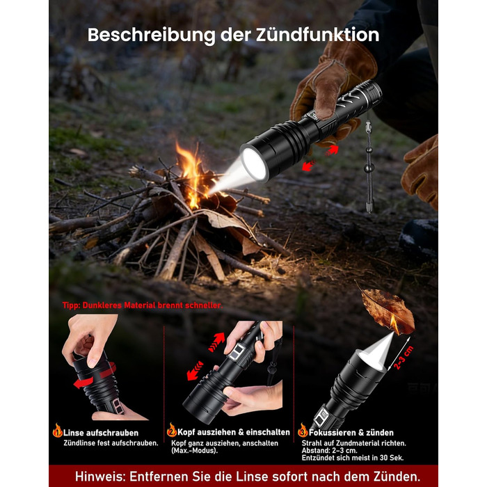 Потужний тактичний ліхтарик Shadowhawk LED 1 000 000 Лм, 50Вт, акумулятор 6000mAh, дальність 1000м, LCD-дисплей, функція розпалювання вогню, чорний — для кемпінгу та виживання