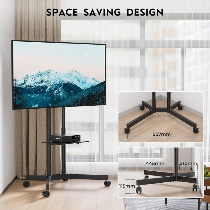 Мобільна стійка для телевізора BONTEC з колесами 32-85