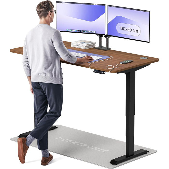 Електричний стіл Desktronic HomePro 160x80 см з регулюванням висоти, подвійний тихий мотор, сенсорне управління, підвищена вантажопідйомність, для дому та офісу