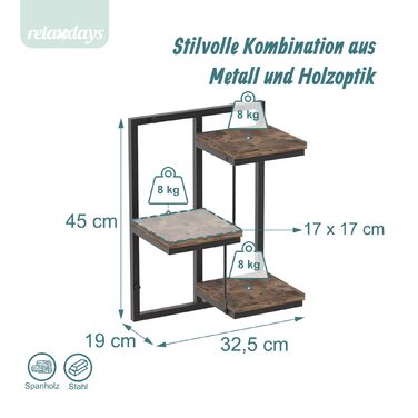 Поличка на стіну Relaxdays в індустріальному стилі