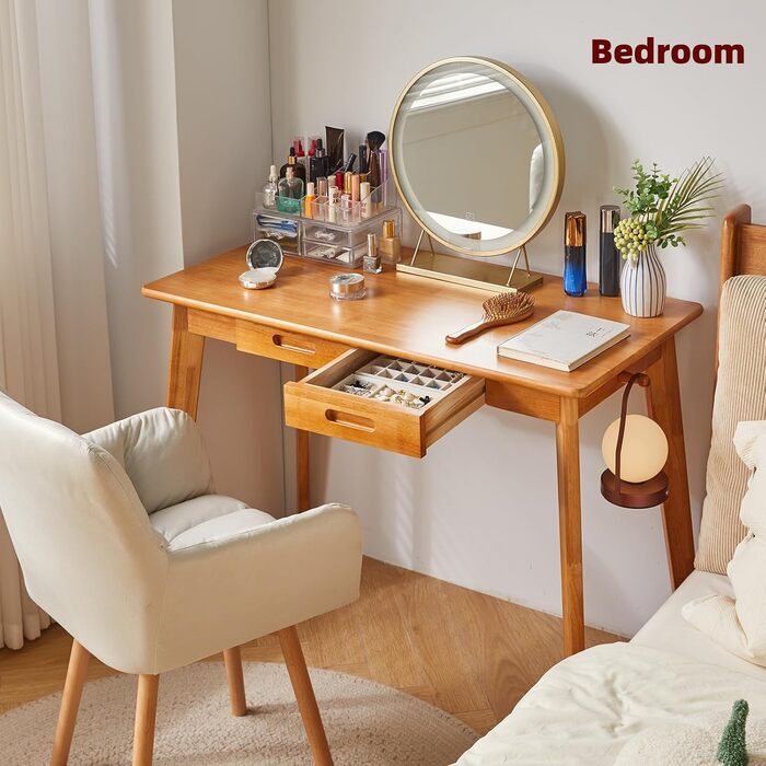 Дерев'яний письмовий стіл з шухлядою та вішалкою, 100 x 50 x 75 см, Колір вишневого дерева, YD-WD01N