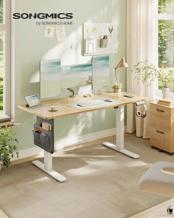 SONGMICS Стол письменний з регулюванням висоти, електричний, з пам'яттю 4 положень, vintage brown-matte black, LSD026X01