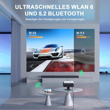 Проектор VISSPL A-28000L 4K з автофокусом та корекцією трапецеїдальних спотворень, 28000 Люмен, WiFi6, Bluetooth, Dolby Audio, Netflix, для домашнього кінотеатру та на відкритому повітрі