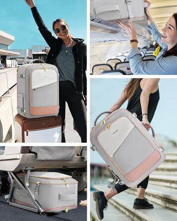 LOVEVOOK Рюкзак для ручної поклажі, жіночий/чоловічий, 40L, водонепроникний, з відділенням для взуття, 17 дюймів для ноутбука, сірий+рожевий+бежевий