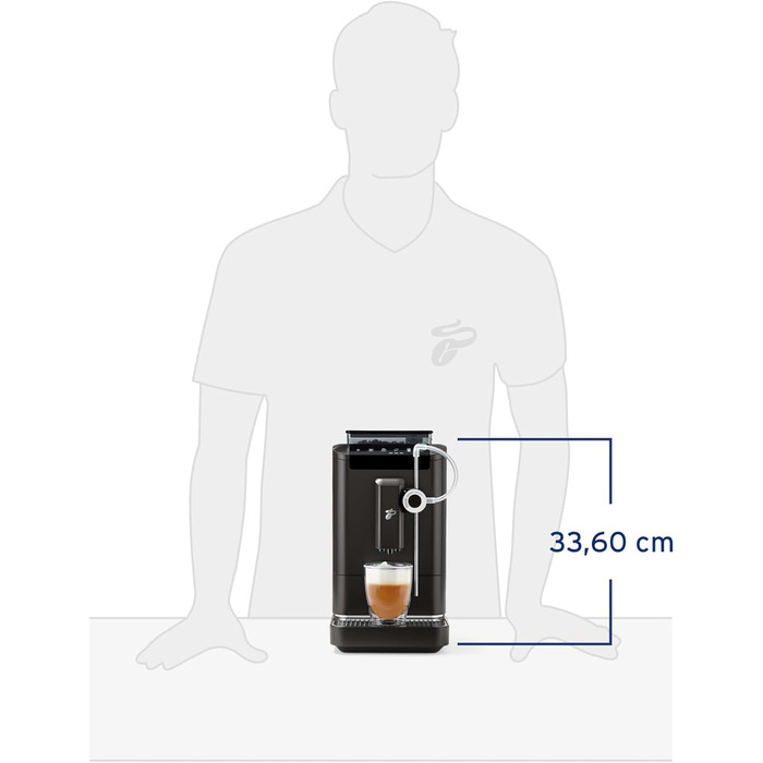 Повністю автоматична кавомашина Tchibo Esperto2 Milk з функцією одного дотику молока та функцією 2 чашок для еспресо, кава-пінка, капучино та молочної піни, Granite Black