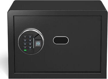 Сейф Grimtron з біометричним сканером відбитків пальців – 22L, LED-підсвічування, тихий режим, захист від злодіїв, нержавіюча сталь, чорний