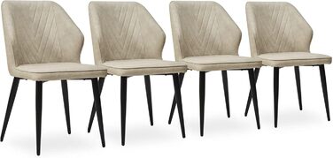 Стільці для обідньої зони CLIPOP, Ретро стиль, Штучна шкіра, М'яке сидіння, Металеві ніжки, для дому та офісу (Бежевий, 4 шт)