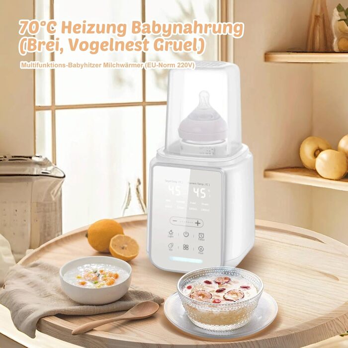 Підігрівач для пляшечок 8-в-1, дитячий підігрівач для грудного молока та сумішей, з інтелектуальним регулюванням температури для всіх пляшечок