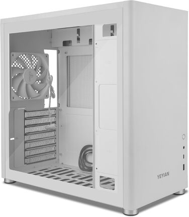 YEYIAN Hussar Plus повнорозмірний корпус для ПК ATX/Micro ATX/Mini ITX із загартованим склом, прозора бокова панель, 1 вентилятор 120 мм